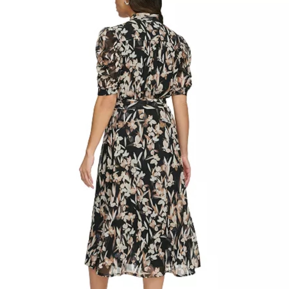 DKNY Black Floral Midi Button Up Dress NEW - Picture 8 of 8